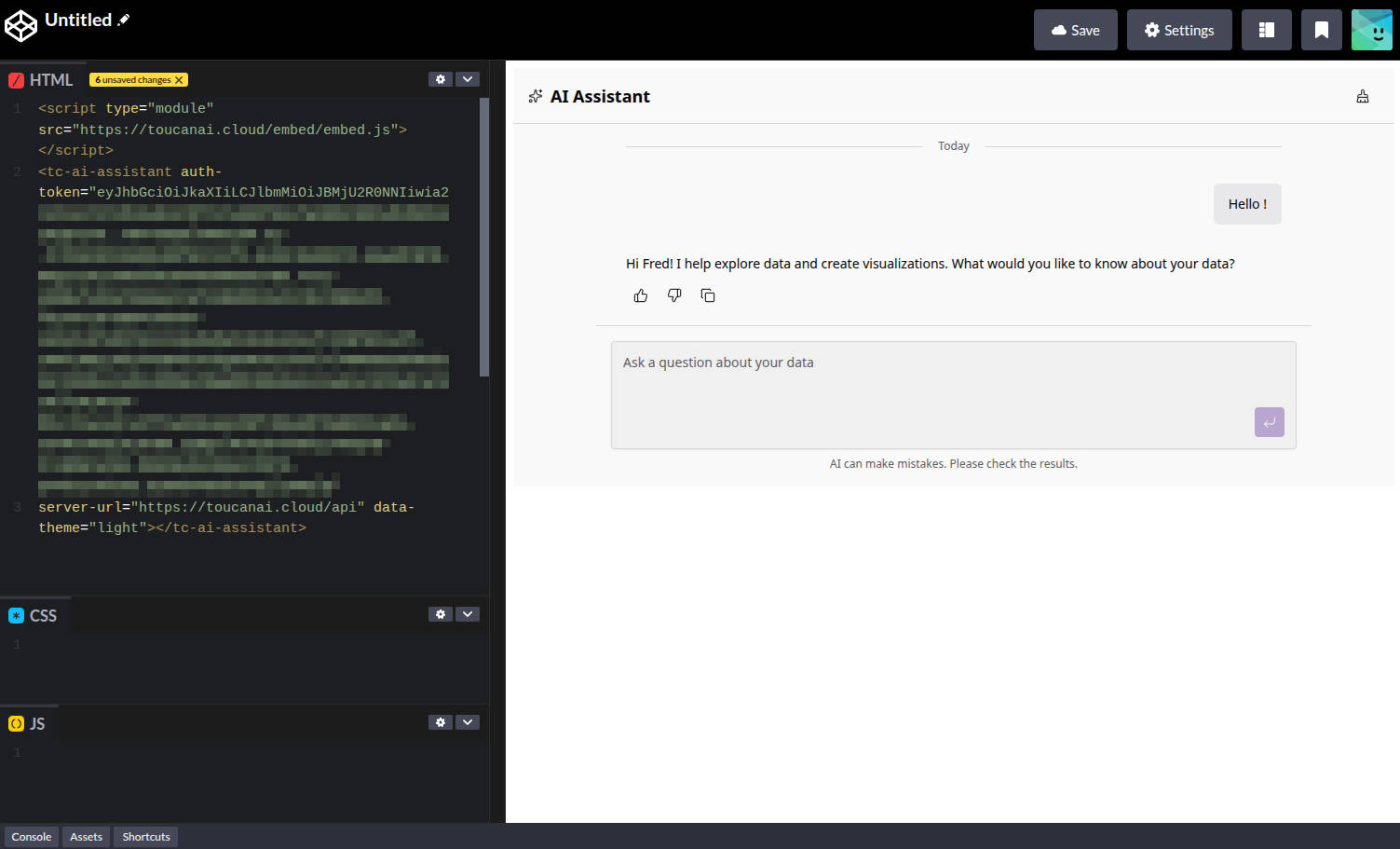 Codepen embedded chat